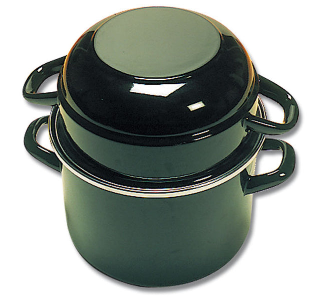 Matfer Bourgeat Enamel Steel Mussel Pot with Lid, 1.5 qts., Green, 070974