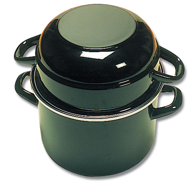 <img src="0001125_mussel-pot-with-lid-for-empty-shells.jpg?v=1567541387 " alt="Black Cocotte - Enameled Steel Mussel Pan With Lid -   Matfer Bourgeat catalog"> 