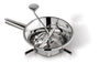 Tellier Food Mill, 12-1/2 inch height, 4-1/2, bottom diameter, 7 inch top diameter, includes 3-grids, stainless steel